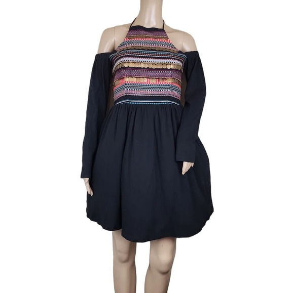 Asos Halter Coins Beaded Cold Shoulder Dress - Picture 1 of 3